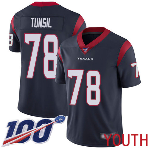 Houston Texans Limited Navy Blue Youth Laremy Tunsil Home Jersey NFL Football 78 100th Season Vapor Untouchable
